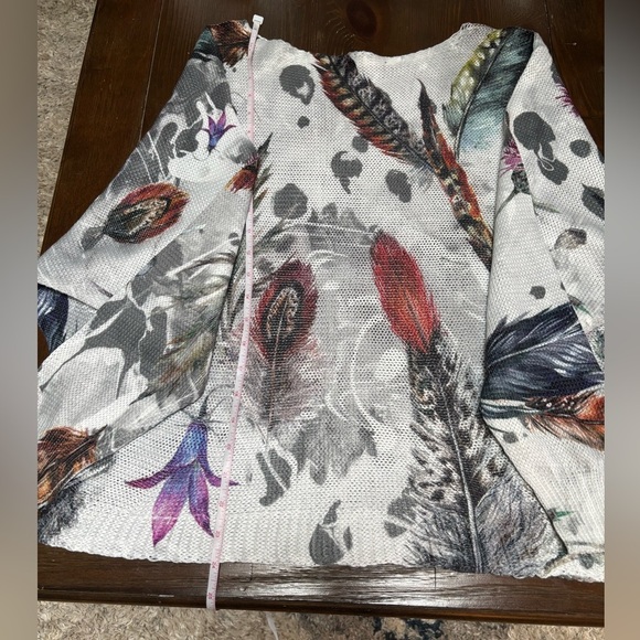LUISA RICCI ITALY DOLMAN SLEEVE FLORAL FEATHER VIBRANT KNITTED SWEATER SZ M - Picture 8 of 10